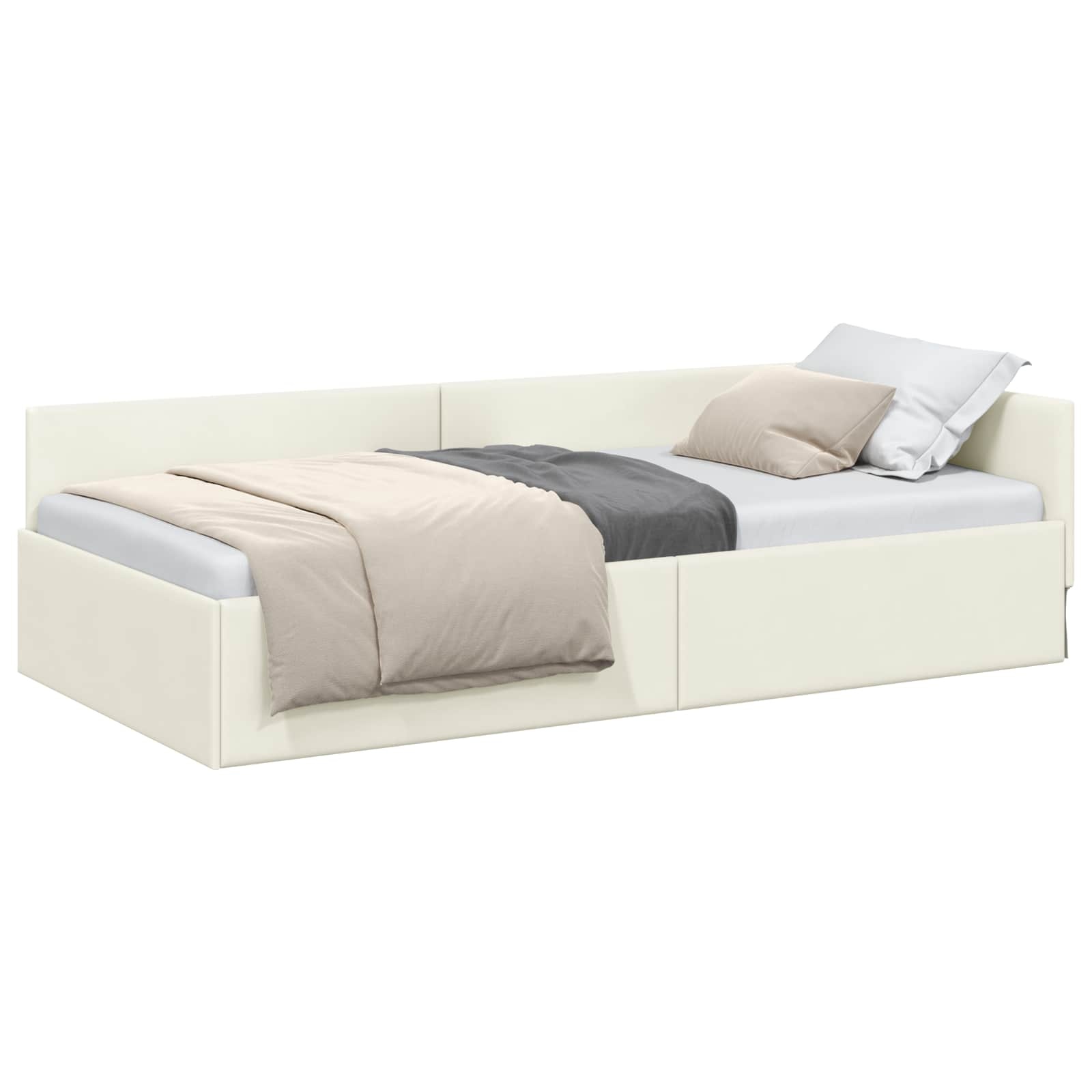 vidaXL Hoekbedframe Crème 100 x 200 cm Fluweel