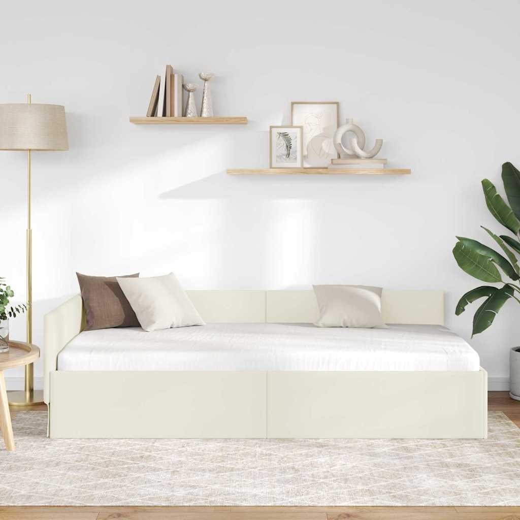 vidaXL Hoekbedframe Crème 100 x 200 cm Fluweel