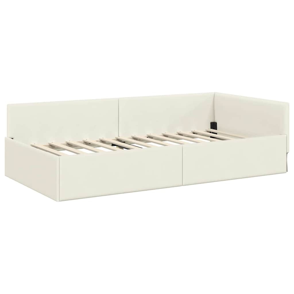 vidaXL Hoekbedframe Crème 100 x 200 cm Fluweel