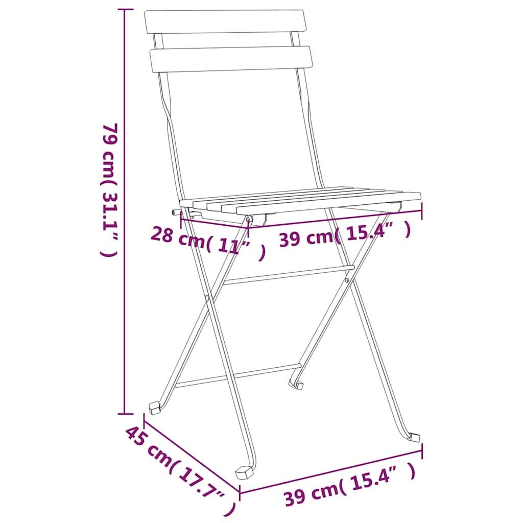 vidaXL Opklapbare Stoelen (2 stuks) - Massief Acaciahout & Staal - 34% Korting
