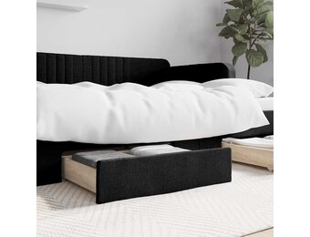 Set van 2 Bedlades Zwart Bewerkt Hout & Stof - 34% Korting