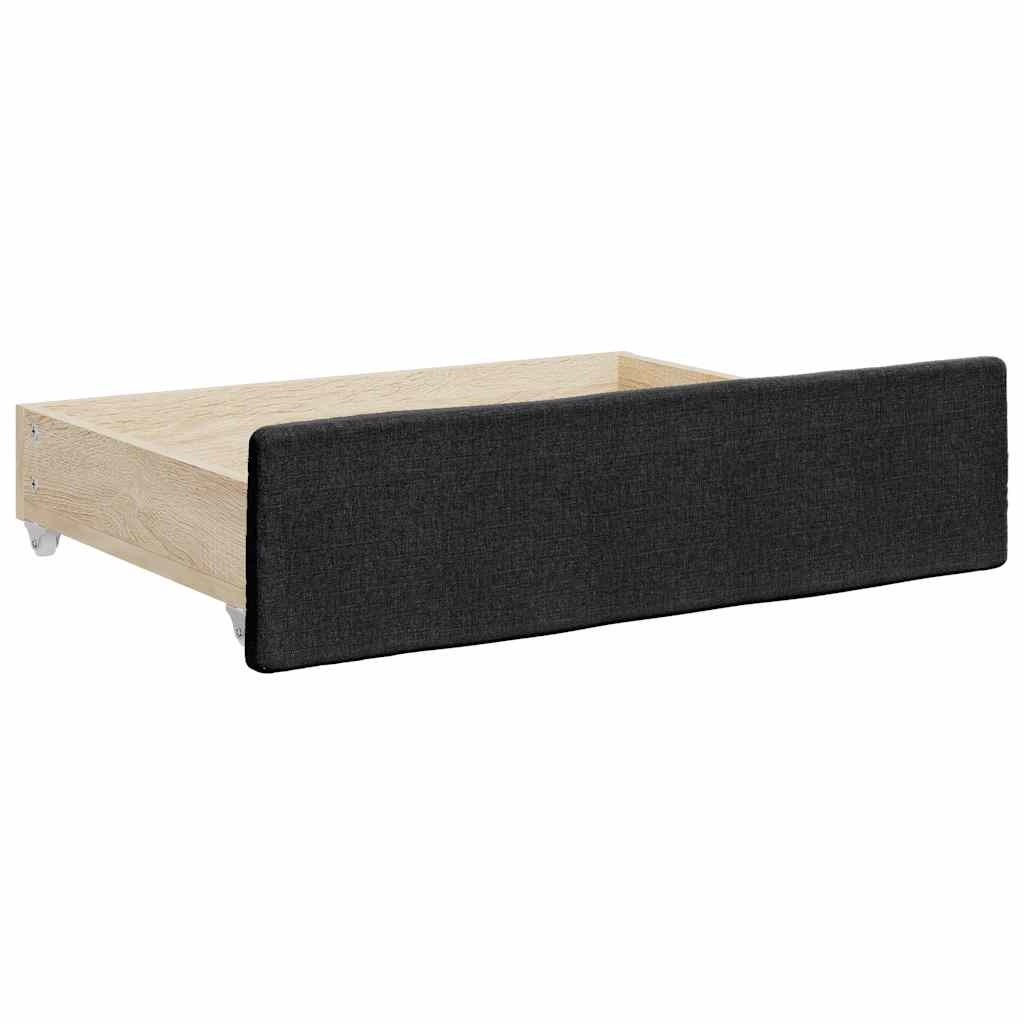 Set van 2 Bedlades Zwart Bewerkt Hout & Stof - 34% Korting