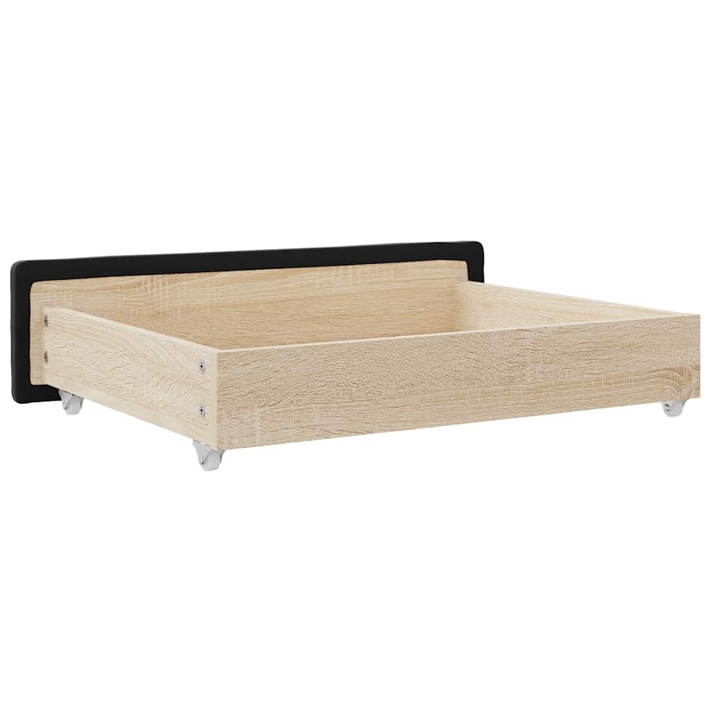 Set van 2 Bedlades Zwart Bewerkt Hout & Stof - 34% Korting