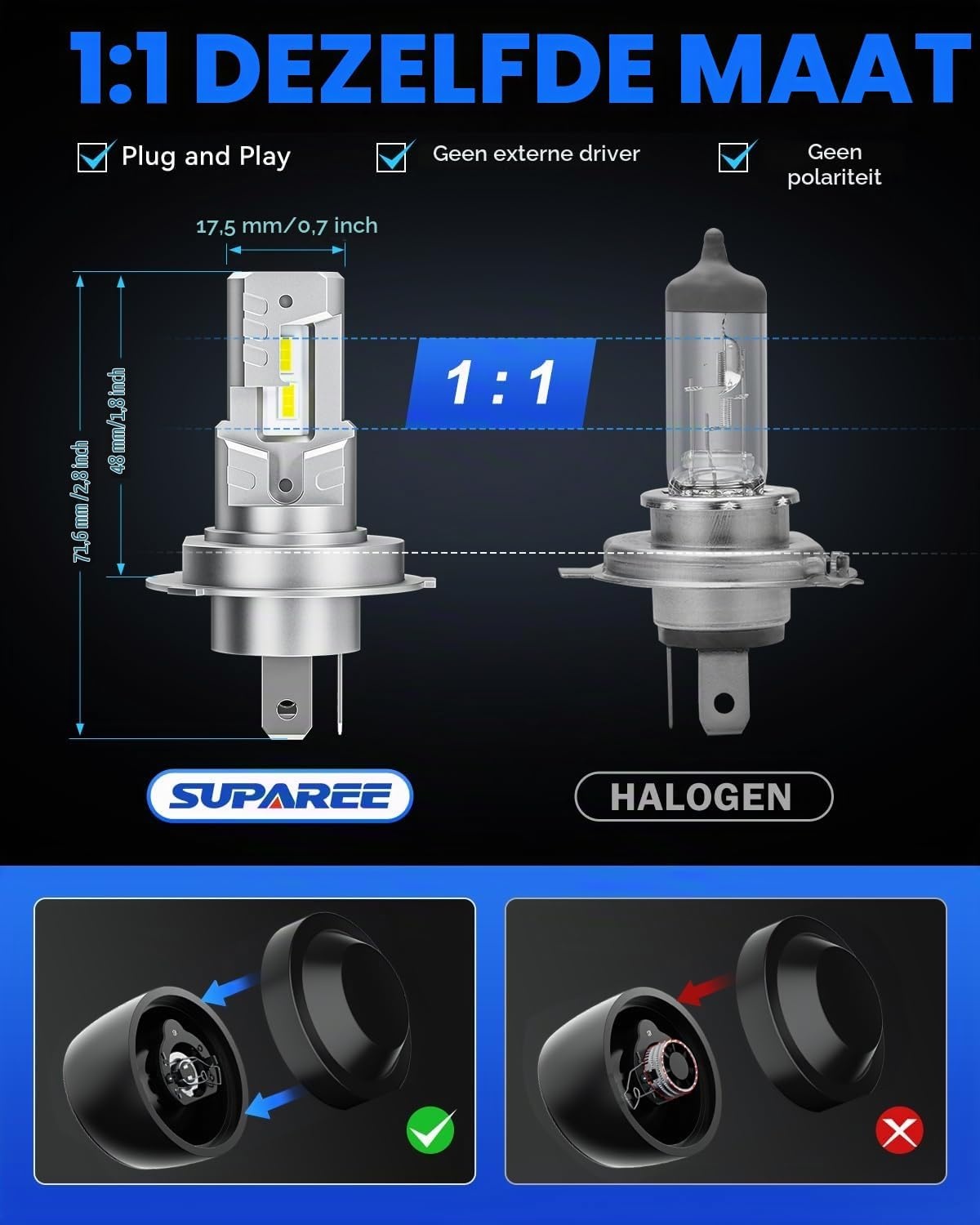 Motorfiets Koplamp H4 LED 6000K 10000LM - 32% Korting
