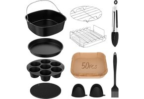 11-Delige Airfryer Accessoire Set (22cm) - Zwart - 37% Korting