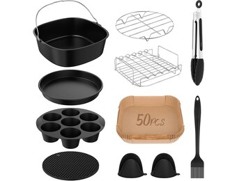 11-Delige Airfryer Accessoireset Zwart 22x22cm - Korting 31%