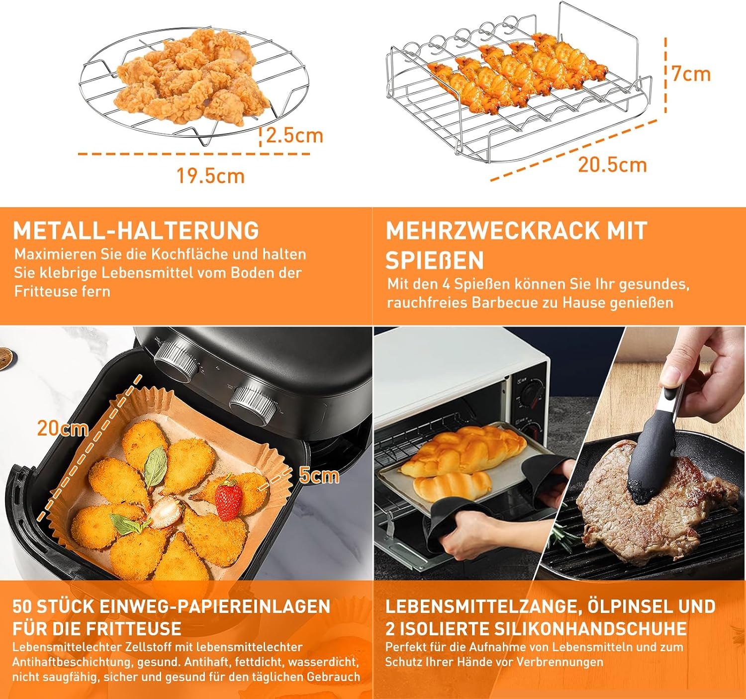 11-Delige Airfryer Accessoireset Zwart 22x22cm - Korting 31%