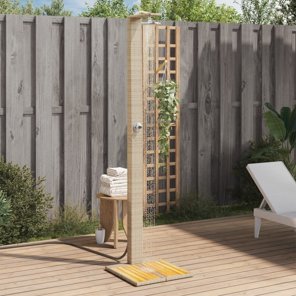 Buitendouche Poly Rattan & Acaciahout Beige - 34% Korting
