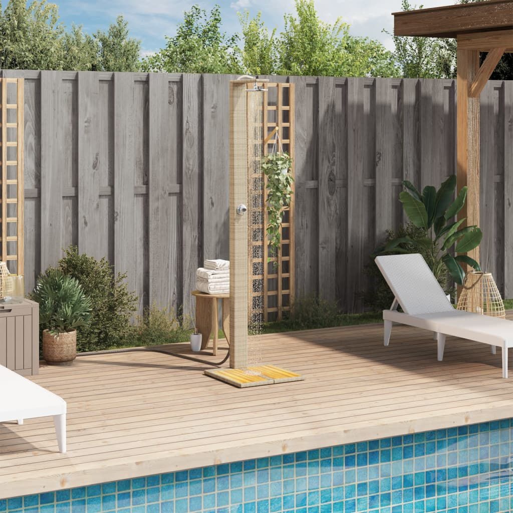 Buitendouche Poly Rattan & Acaciahout Beige - 34% Korting