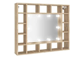 Spiegelkast met LED-verlichting 91x15x76,5 cm Sonoma Eiken - 41% Korting!