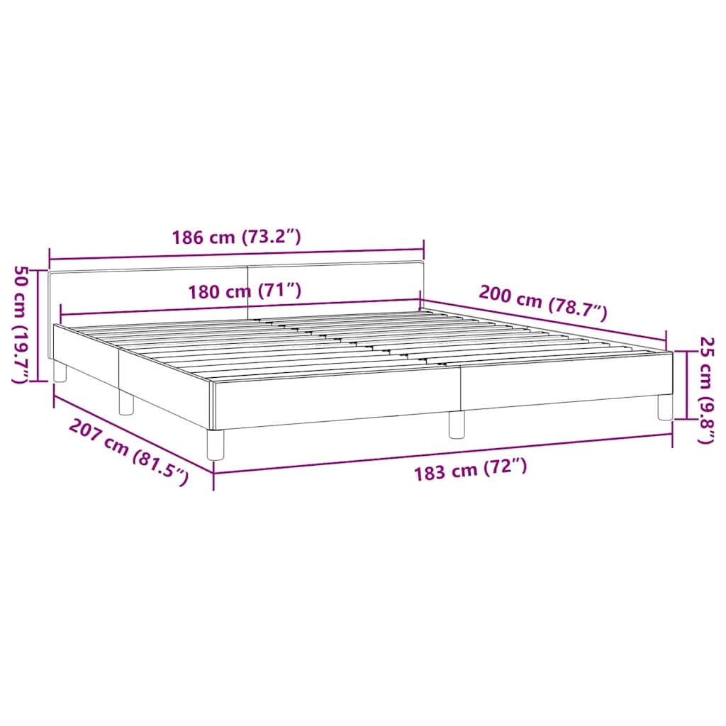 Grijs Bedframe met Hoofdeinde (180x200 cm) - 34% Korting!