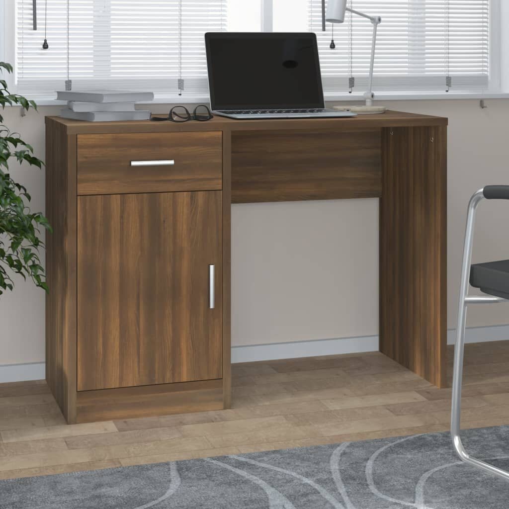 Bureau met Kast & Lade - 100x40x73 cm Bruineiken - 54% Korting