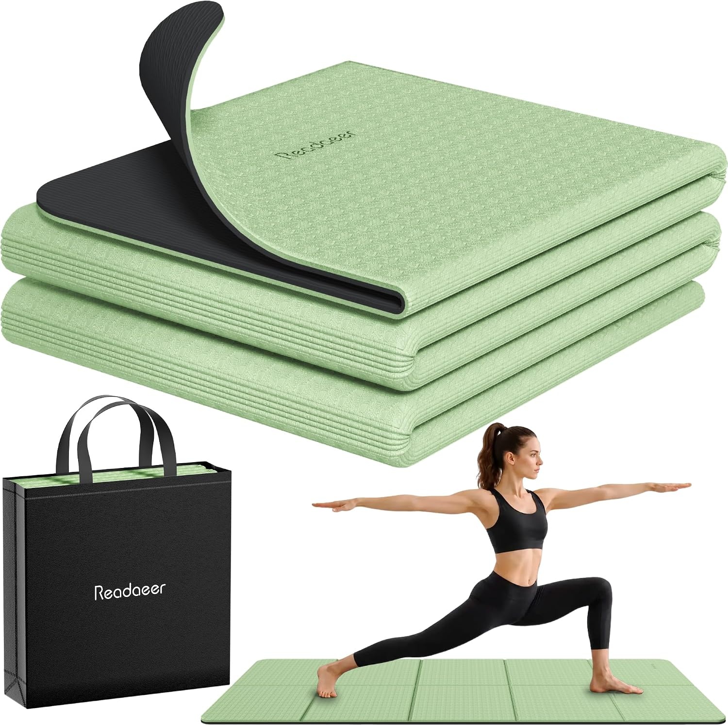 Opvouwbare TPE Yogamat, Antislip Fitnessmat, met Opbergtas