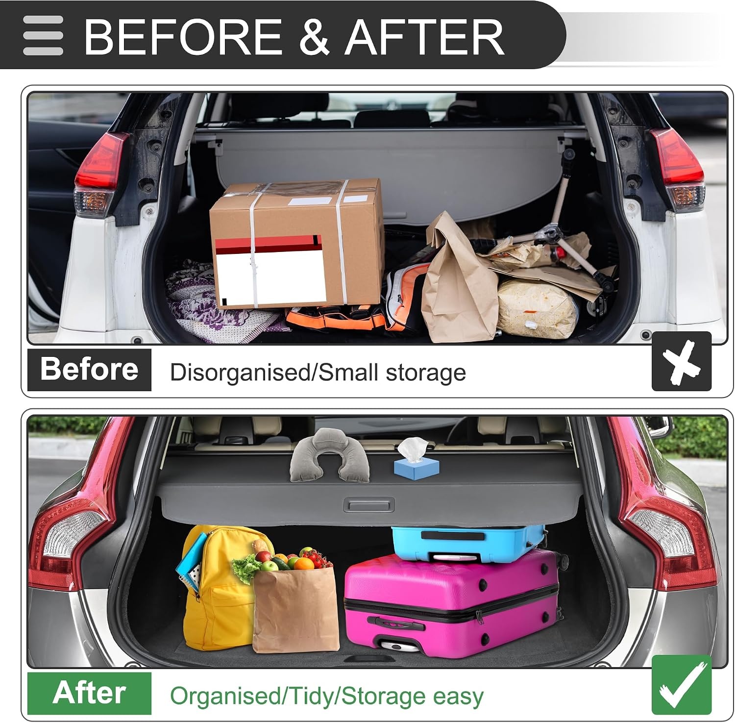 Motoforti Car Retractable Cargo Cover Voor Infiniti QX50 2019-2024 Achterbak Pakplank Bagage Beveiligingsscherm Shade, Canvas, Glanzend Zwart
