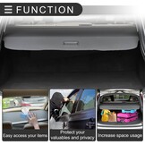 Motoforti Car Retractable Cargo Cover Voor Infiniti QX50 2019-2024 Achterbak Pakplank Bagage Beveiligingsscherm Shade, Canvas, Glanzend Zwart