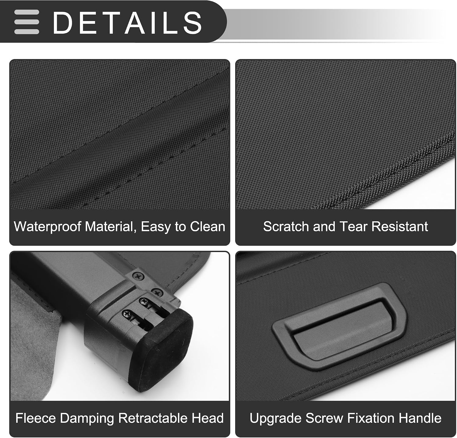 Motoforti Car Retractable Cargo Cover Voor Infiniti QX50 2019-2024 Achterbak Pakplank Bagage Beveiligingsscherm Shade, Canvas, Glanzend Zwart