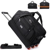 3-in-1 reistas met wieltjes, groot (handtassen, rugzakken + trolley, 3 wielen), 80 liter, sporttas met wielen, uitbreidbaar, voor dames en heren, zwart, 3 kg