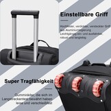 3-in-1 reistas met wieltjes, groot (handtassen, rugzakken + trolley, 3 wielen), 80 liter, sporttas met wielen, uitbreidbaar, voor dames en heren, zwart, 3 kg