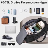 3-in-1 reistas met wieltjes, groot (handtassen, rugzakken + trolley, 3 wielen), 80 liter, sporttas met wielen, uitbreidbaar, voor dames en heren, zwart, 3 kg