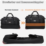 3-in-1 reistas met wieltjes, groot (handtassen, rugzakken + trolley, 3 wielen), 80 liter, sporttas met wielen, uitbreidbaar, voor dames en heren, zwart, 3 kg