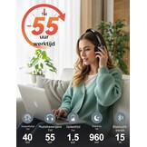TECKNET V5.3 Bluetooth-headset met microfoon, draadloze headset met AI ruisonderdrukkende microfoon, laadstation, USB-dongle, 55+ uur accu, oplaadbare on-ear hoofdtelefoon voor kantoor, thuis