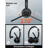 TECKNET V5.3 Bluetooth-headset met microfoon, draadloze headset met AI ruisonderdrukkende microfoon, laadstation, USB-dongle, 55+ uur accu, oplaadbare on-ear hoofdtelefoon voor kantoor, thuis