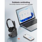 TECKNET V5.3 Bluetooth-headset met microfoon, draadloze headset met AI ruisonderdrukkende microfoon, laadstation, USB-dongle, 55+ uur accu, oplaadbare on-ear hoofdtelefoon voor kantoor, thuis