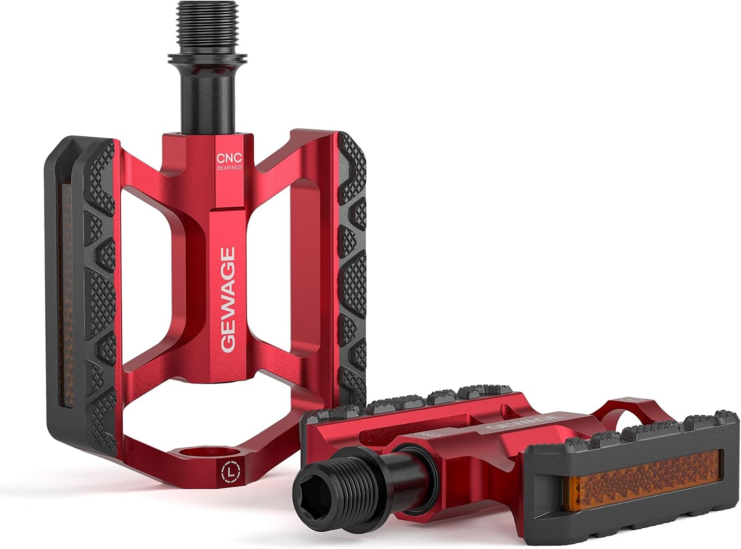 GEWAGE Fietspedalen van aluminium, klein en licht, 3 afgedichte lagers, chromoly-as, antislip platformpedalen met reflector, MTB, trekking, stadsfiets en kinderfiets