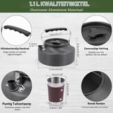 Campingkookgerei, set outdoor servies, opvouwbare kookpannenset, steelpan, pan, theepot voor outdoor, picknick, camping, wandelen
