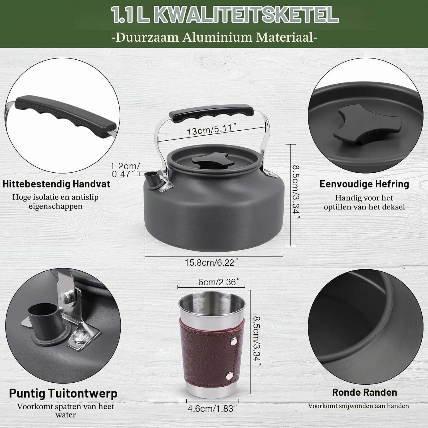 Campingkookgerei, set outdoor servies, opvouwbare kookpannenset, steelpan, pan, theepot voor outdoor, picknick, camping, wandelen