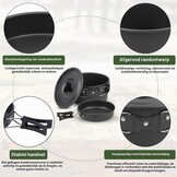 Campingkookgerei, set outdoor servies, opvouwbare kookpannenset, steelpan, pan, theepot voor outdoor, picknick, camping, wandelen