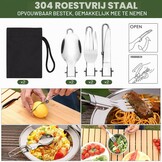 Campingkookgerei, set outdoor servies, opvouwbare kookpannenset, steelpan, pan, theepot voor outdoor, picknick, camping, wandelen