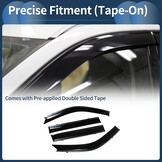 INFINAUTO Window Deflectors Side Tape-On voor Toyota Land Cruiser Prado J120 2003 Zwarte Regenbeschermers