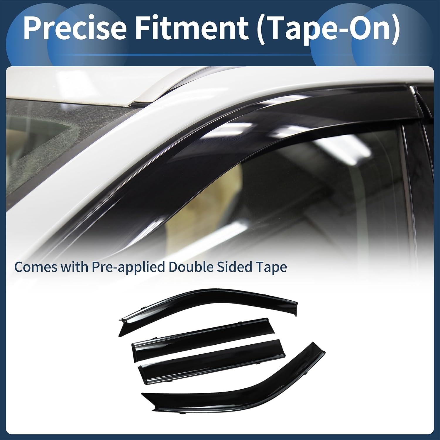 INFINAUTO Window Deflectors Side Tape-On voor Toyota Land Cruiser Prado J120 2003 Zwarte Regenbeschermers
