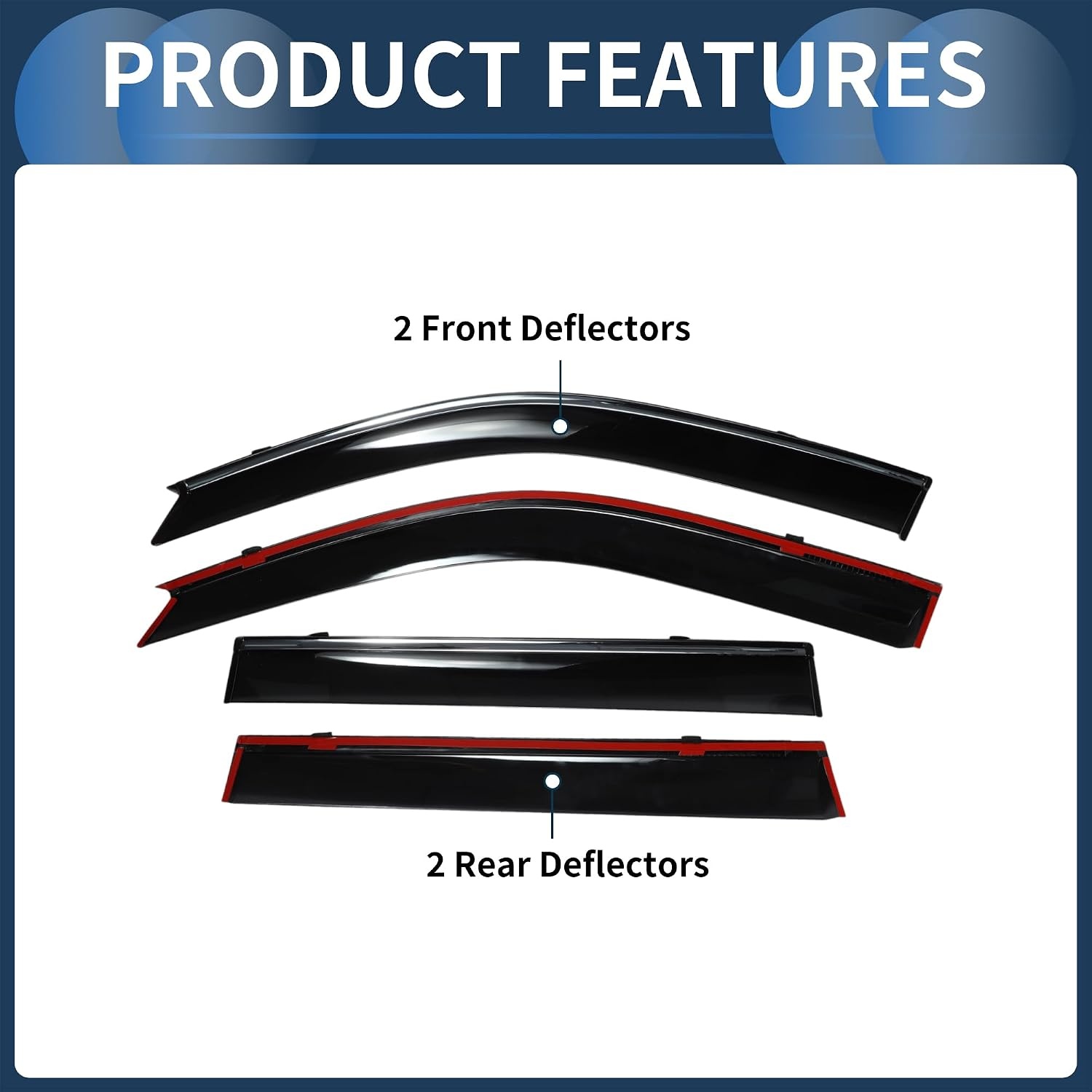 INFINAUTO Window Deflectors Side Tape-On voor Toyota Land Cruiser Prado J120 2003 Zwarte Regenbeschermers