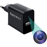 Amyway Mini-bewakingscamera, 32GB 1080P, draagbaar, bewegingssensor, nachtzicht, USB, herbruikbaar