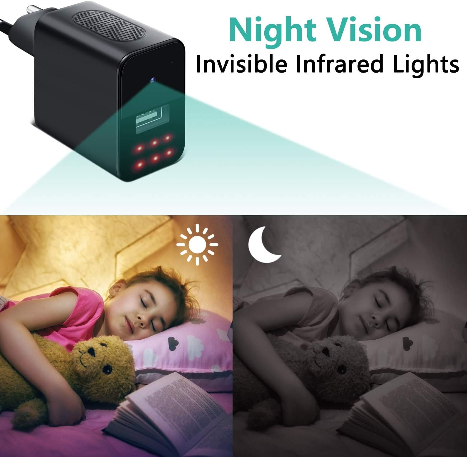 Amyway Mini-bewakingscamera, 32GB 1080P, draagbaar, bewegingssensor, nachtzicht, USB, herbruikbaar