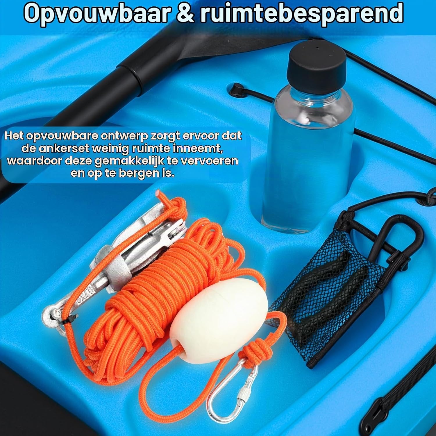 BeGrit Anker met anker, 0,7kg, gegalvaniseerd ankerset met 10 m scheurvaste ankertouw ø 6 mm & ankerbouw bal set