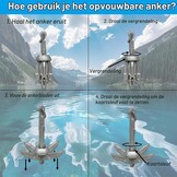 BeGrit Anker met anker, 0,7kg, gegalvaniseerd ankerset met 10 m scheurvaste ankertouw ø 6 mm & ankerbouw bal set