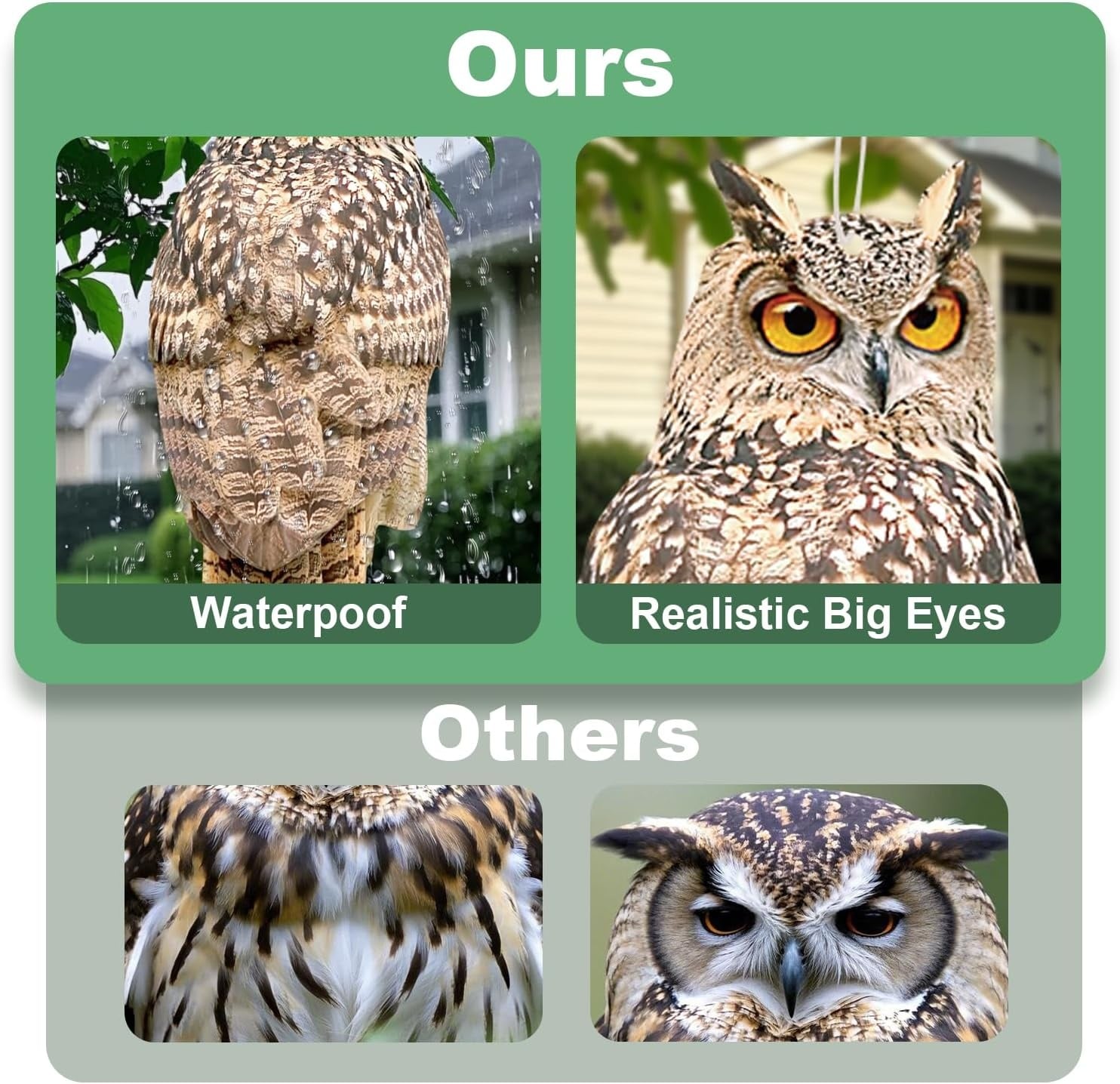 Lifreer 4 STKS Reflecterende Bird Scarer Apparaten Uil Opknoping Decoratie Nep Controle Apparaat met Reflecterende Tape om Vogels Weg Van Tuin Patio Zwembad te schrikken
