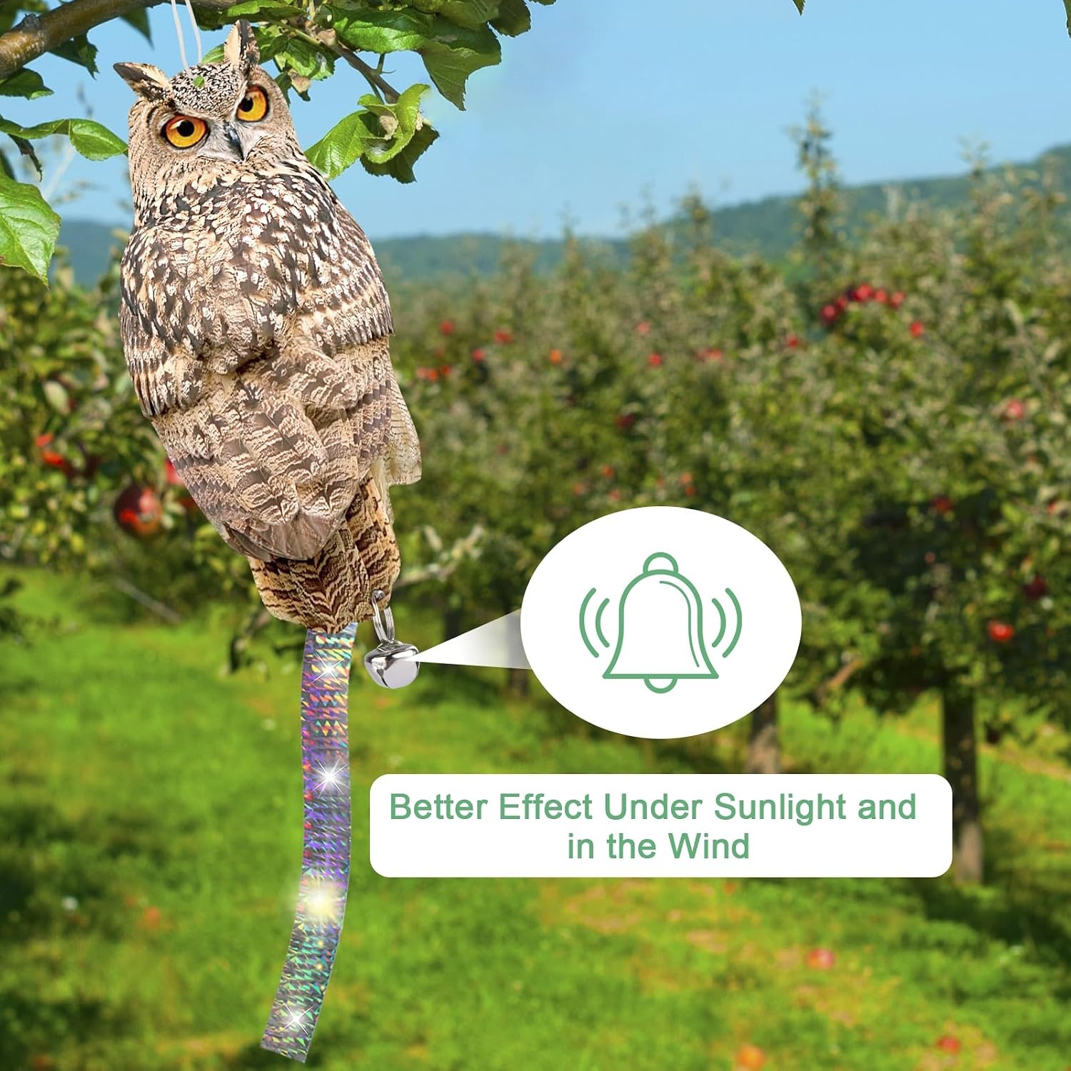 Lifreer 4 STKS Reflecterende Bird Scarer Apparaten Uil Opknoping Decoratie Nep Controle Apparaat met Reflecterende Tape om Vogels Weg Van Tuin Patio Zwembad te schrikken