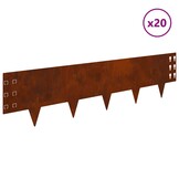 vidaXL Gazonrand 20 st 100 x 25 cm Staal Roestig