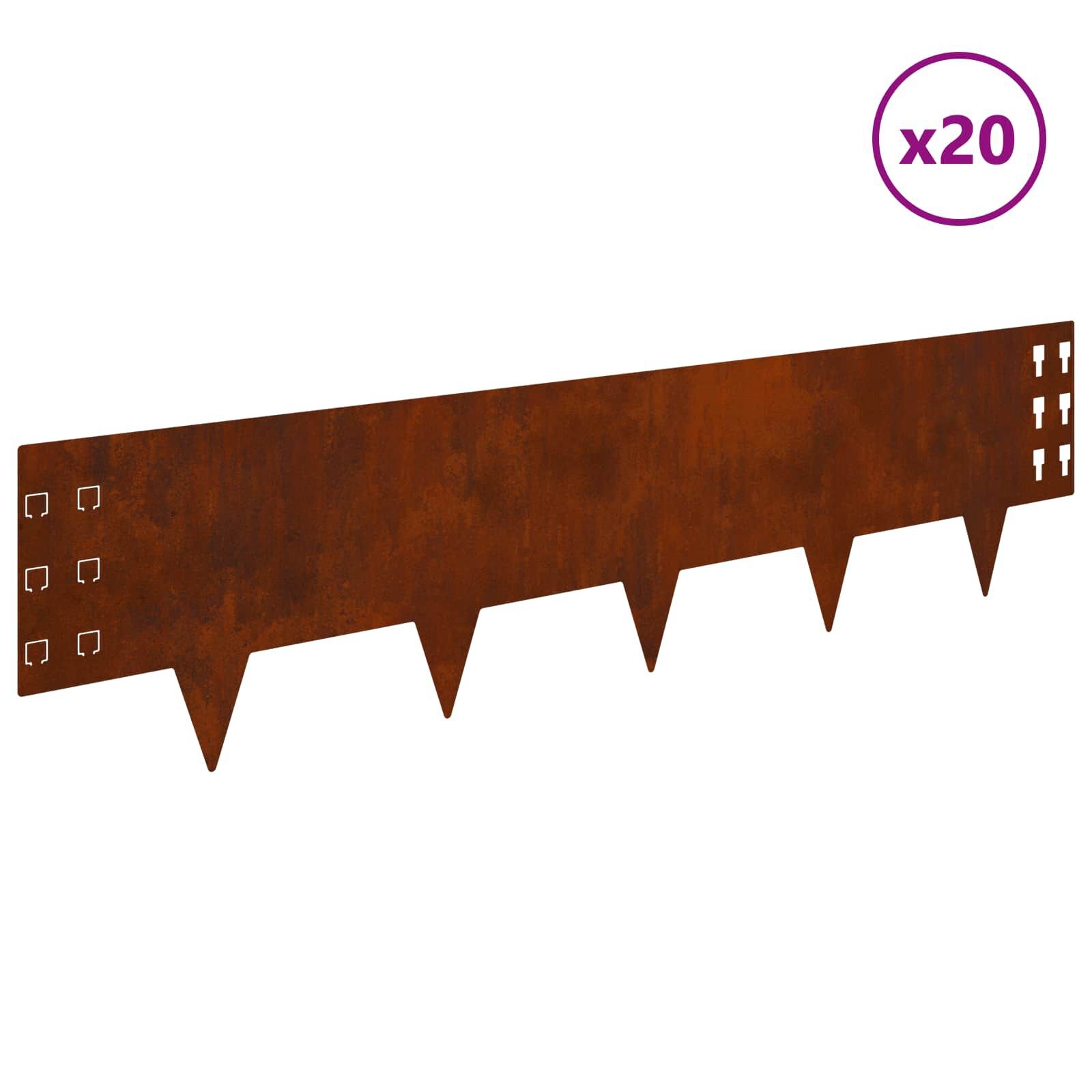 vidaXL Gazonrand 20 st 100 x 25 cm Staal Roestig