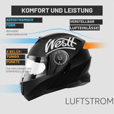 Westt Torque X Systeemhelm - Motorhelm met Zonneklep - ECE 22.06 - Matzwart