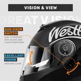 Westt Torque X Systeemhelm - Motorhelm met Zonneklep - ECE 22.06 - Matzwart