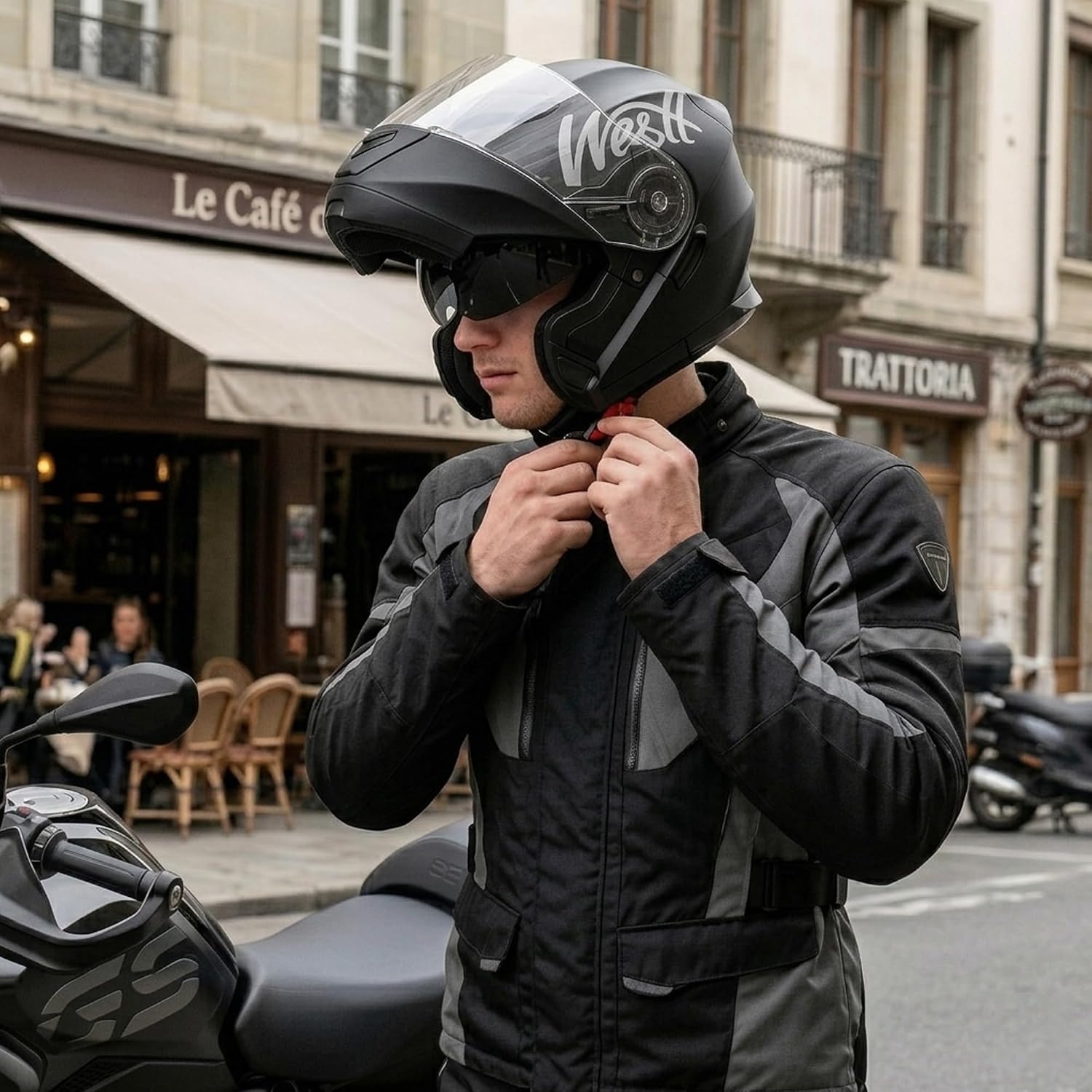 Westt Torque X Systeemhelm - Motorhelm met Zonneklep - ECE 22.06 - Matzwart