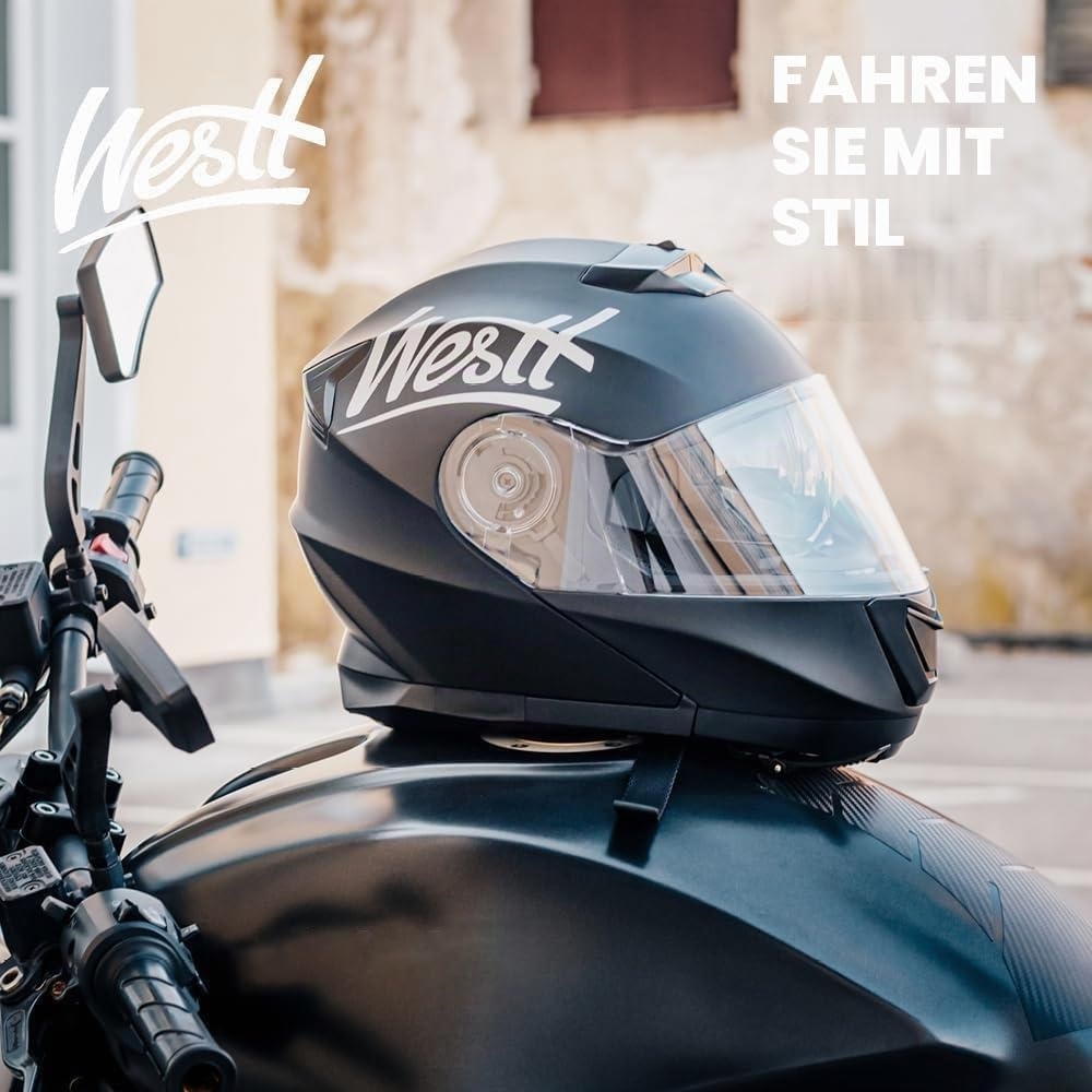 Westt Torque X Systeemhelm - Motorhelm met Zonneklep - ECE 22.06 - Matzwart