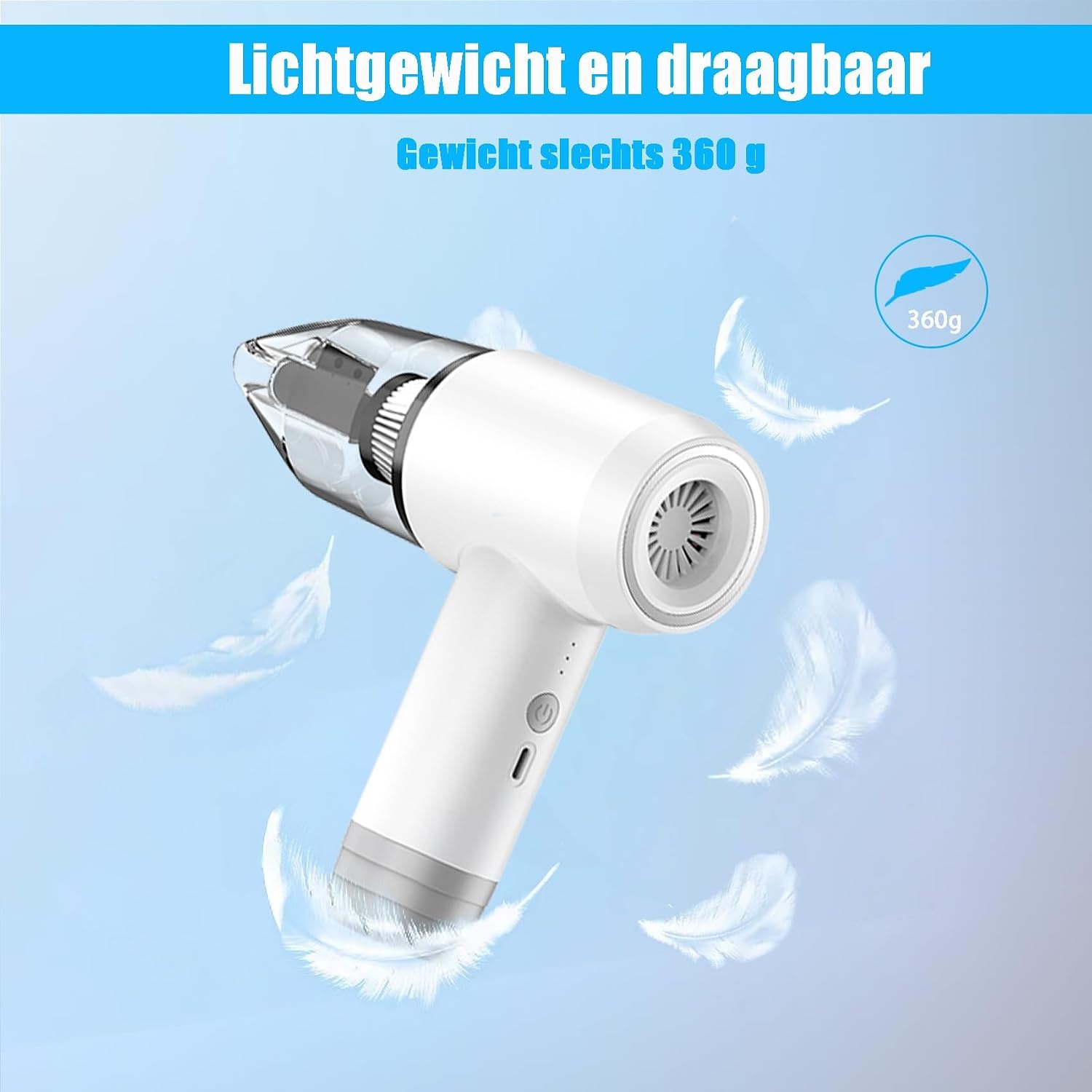 Handstofzuiger, 12000Pa Handstofzuiger Batterij 6 in 1 Batterij Stofzuiger 360 g Handstofzuiger Snoerloze 18650 Draadloze Handstofzuiger Multifunctioneel voor Auto, Keuken en Kantoor