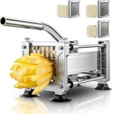 FOHRER Frietsnijder, roestvrij staal, professionele handmatige aardappelsnijder met 13, 9, 6 mm messen van roestvrij staal, frietsnijder voor hele aardappelen, wortelen, komkommers, uien, zilver