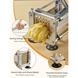 FOHRER Frietsnijder, roestvrij staal, professionele handmatige aardappelsnijder met 13, 9, 6 mm messen van roestvrij staal, frietsnijder voor hele aardappelen, wortelen, komkommers, uien, zilver